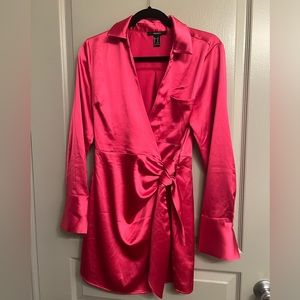 hot pink wrap dress